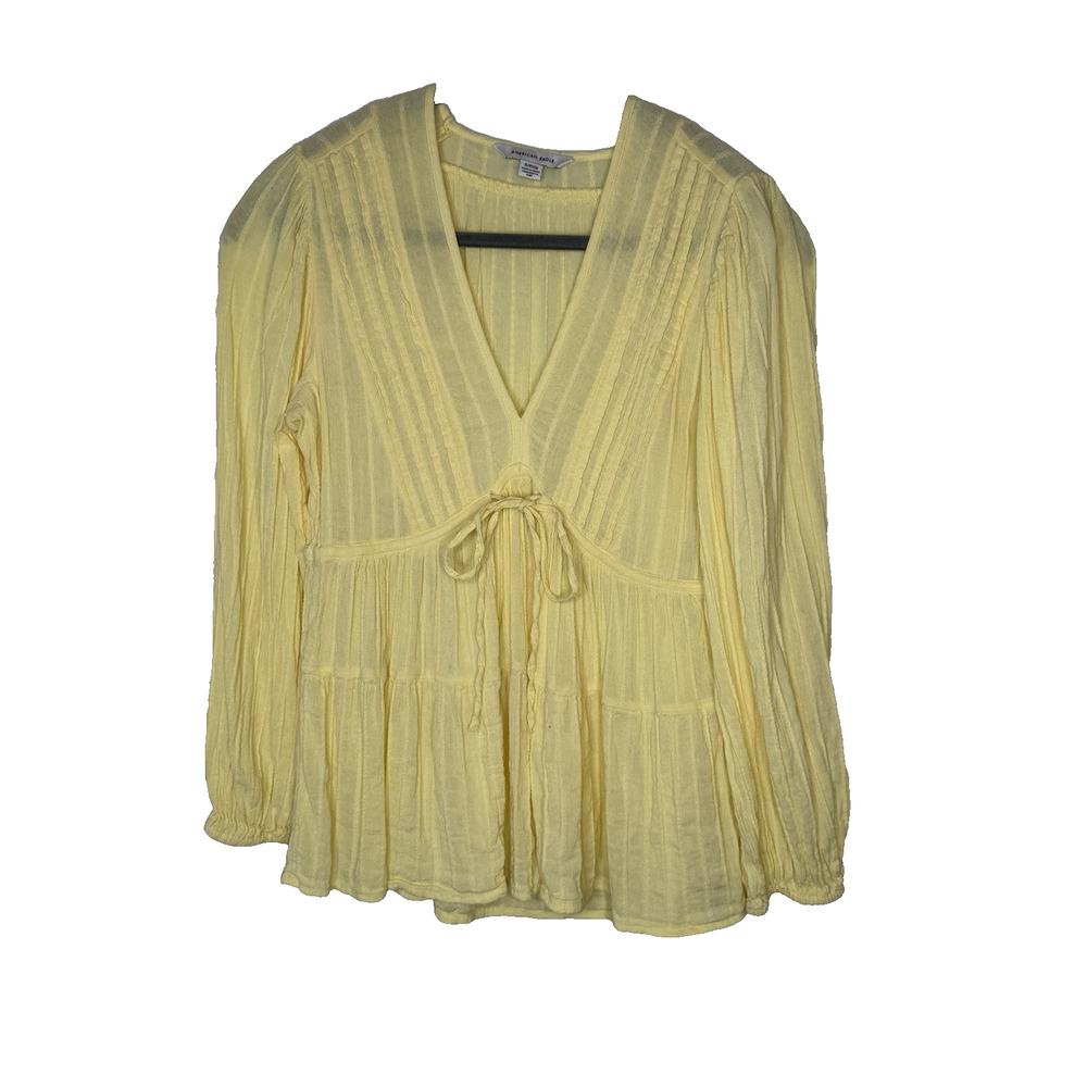 American Eagle Women’s Long Sleeve Baby Doll Blouse Size Small Yellow
